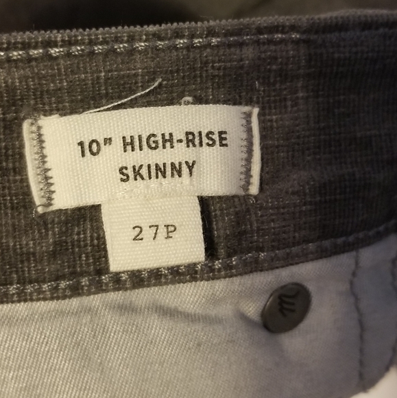 Madewell 10" High_rise Skinny 27P Color Army Green Velvet - Picture 9 of 10